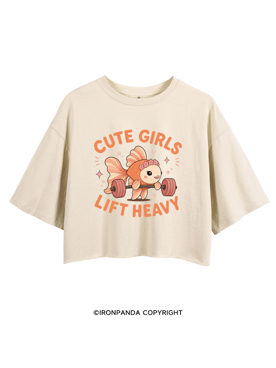 CUTE GIRLS LIFT HEAVY FISH CROP TOPS