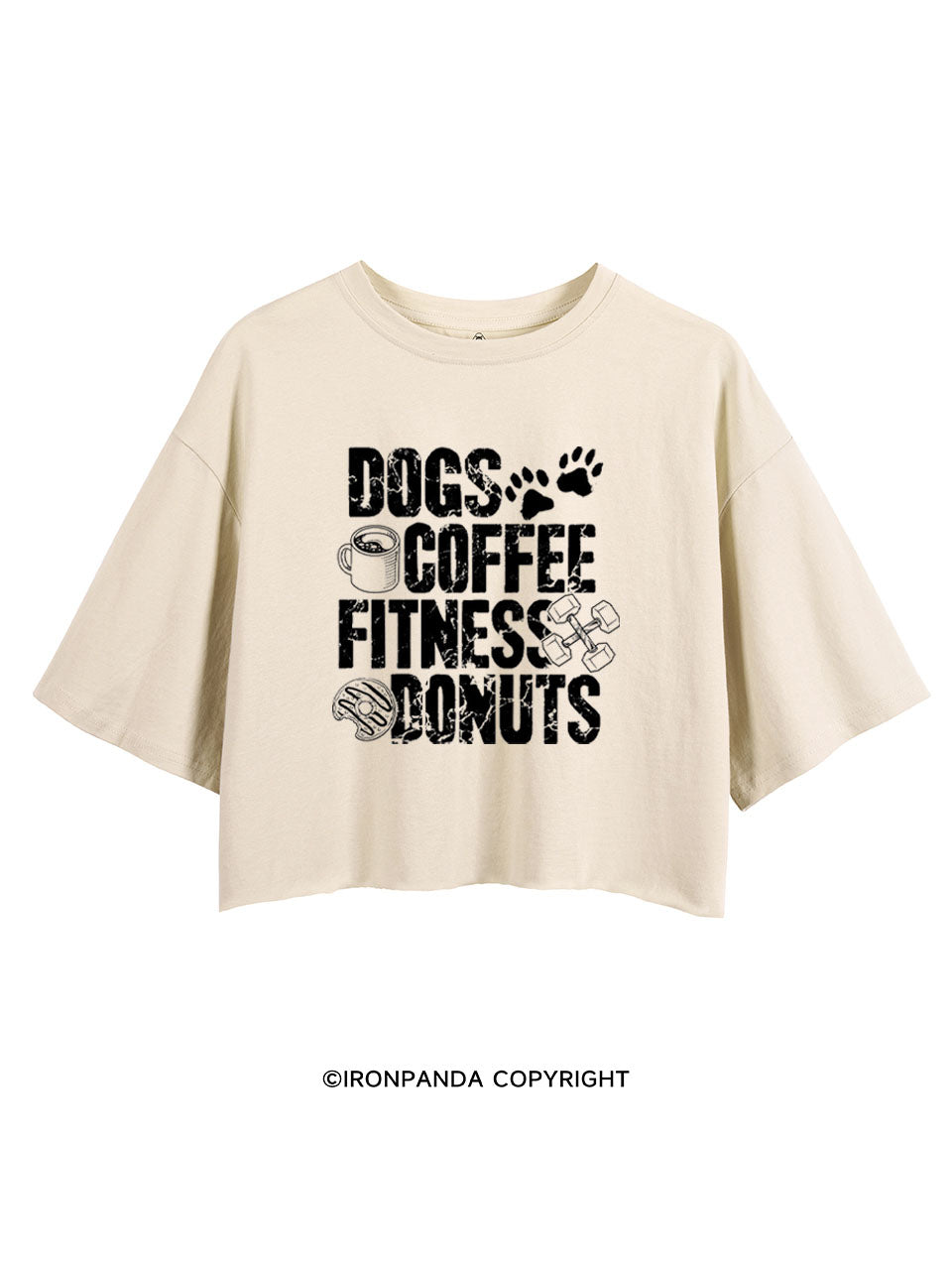 DOGS COFFEE FITNESS DONUTS CROP TOPS