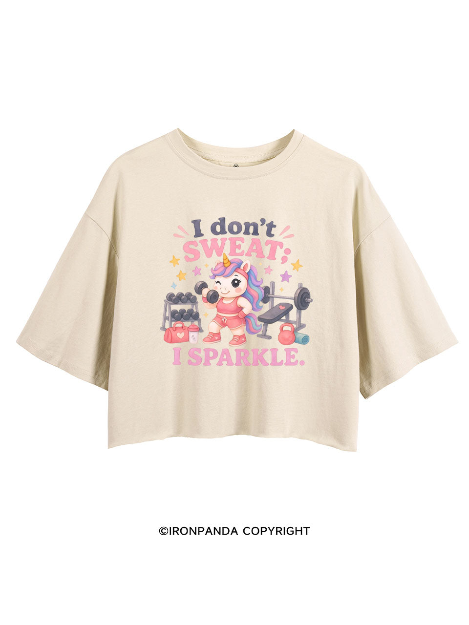 I DON'T SWEAT I SPARKLE SWEATY UNICORN CROP TOPS