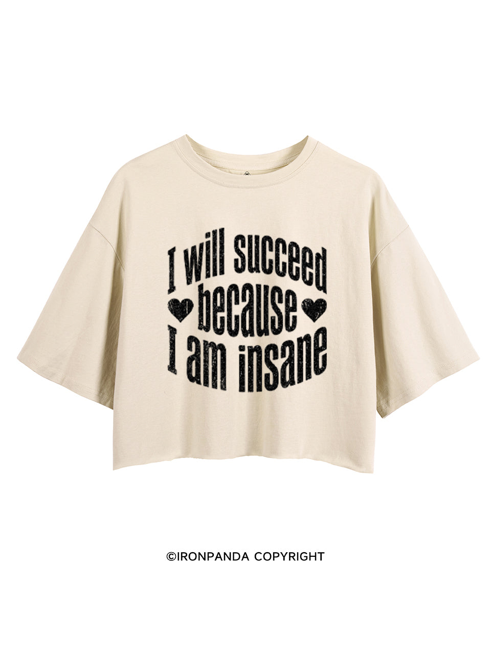 I WILL SUCCEED BECAUSE I AM INSANE CROP TOPS
