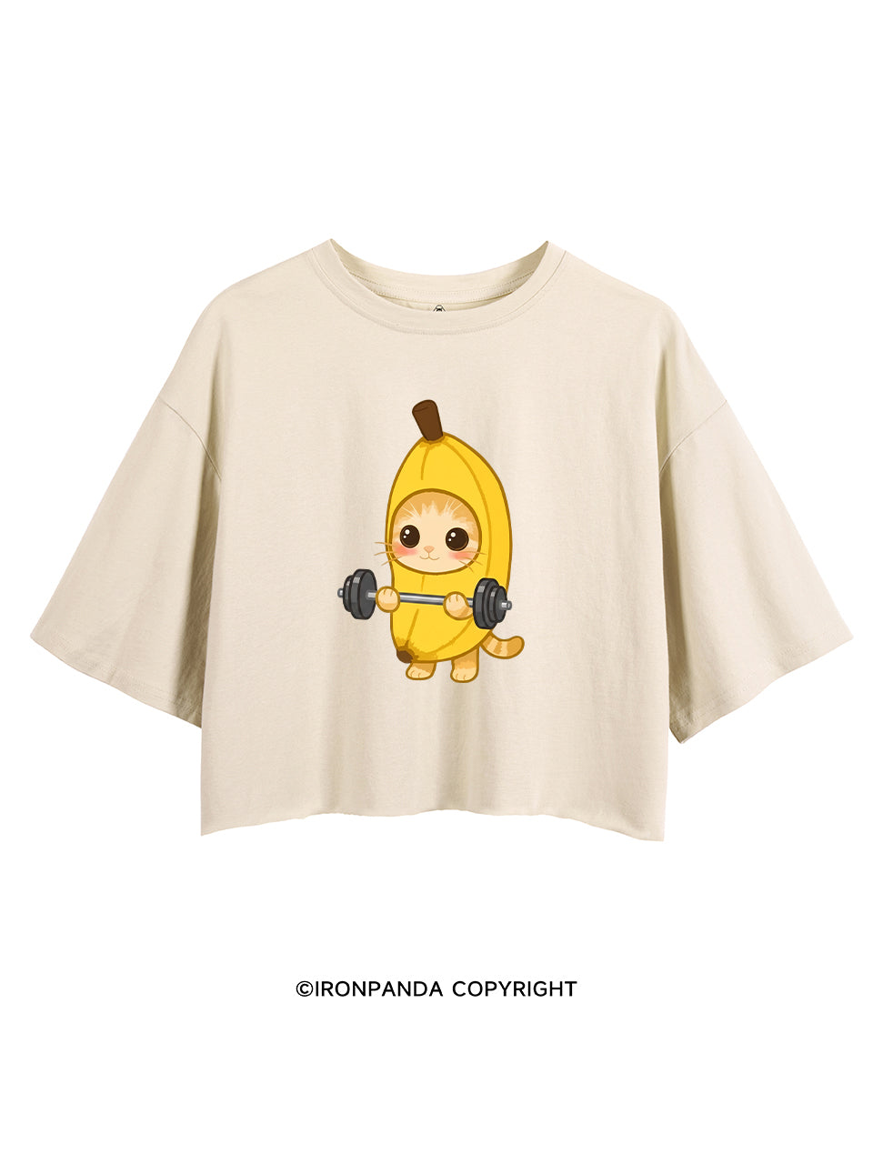 BANANA LIFTING KITTY CROP TOPS