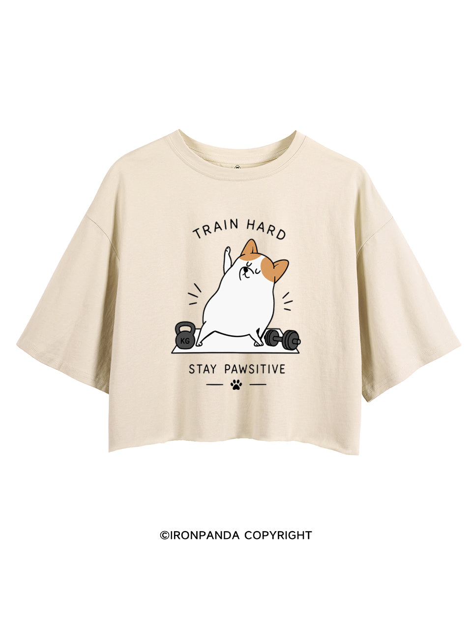 TRAIN HARD STAY PAWSITIVE CROP TOPS