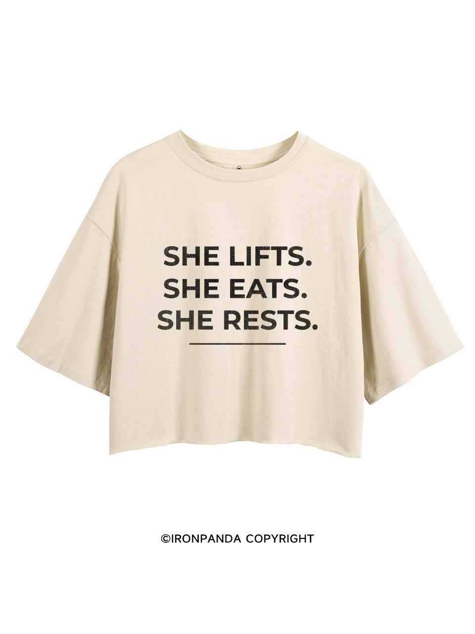 SHE LIFTS SHE EATS SHE RESTS CROP TOPS