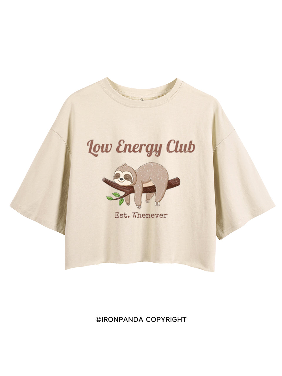 LOW ENERGY CLUB EST. WHENEVER CROP TOPS