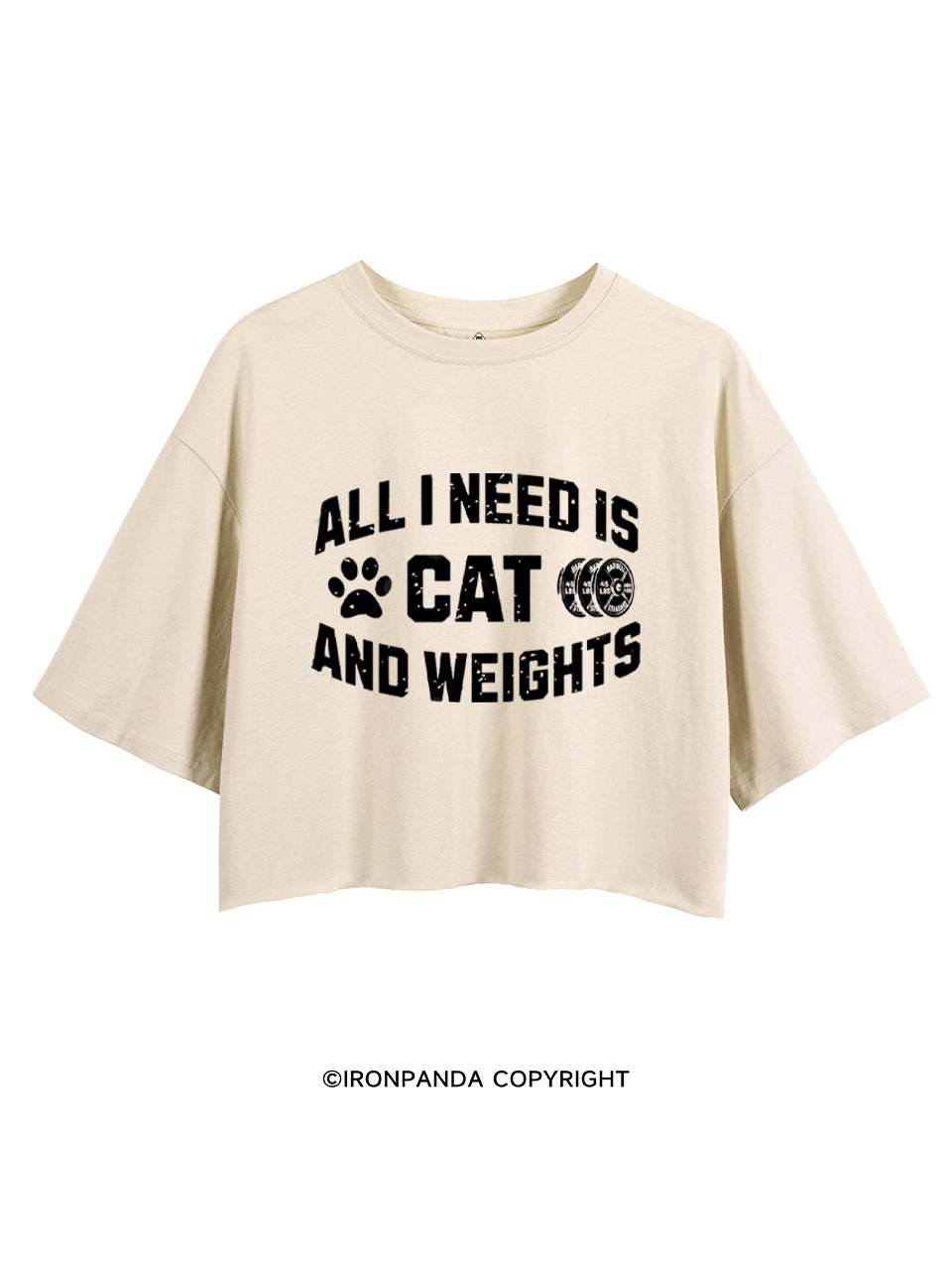 ALL I NEED IS CAT AND WEIGHTS CROP TOPS