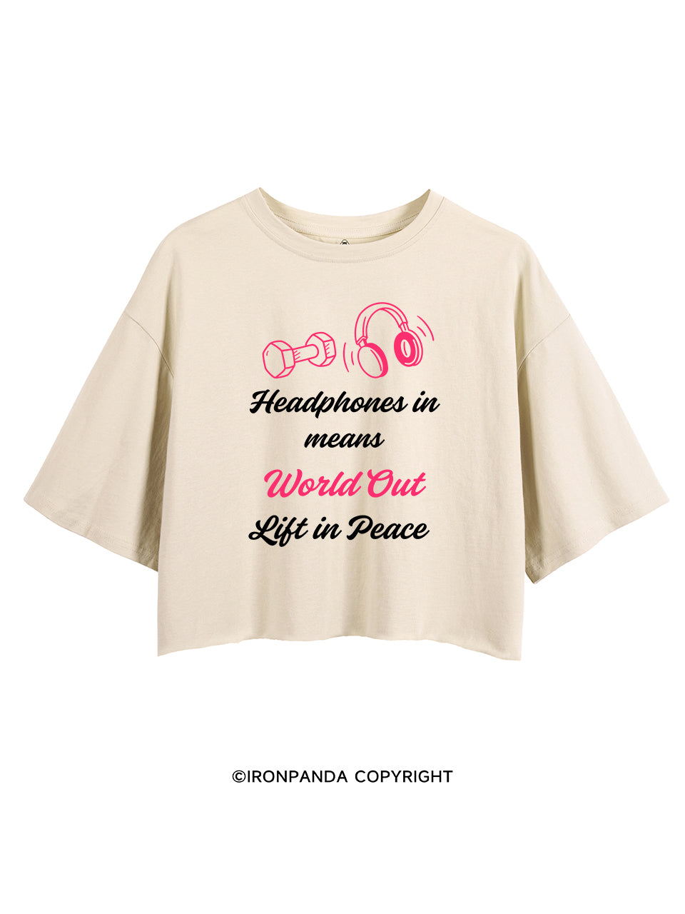 HEADPHONES IN MEANS WORLD OUT LIFT IN PEACE CROP TOPS
