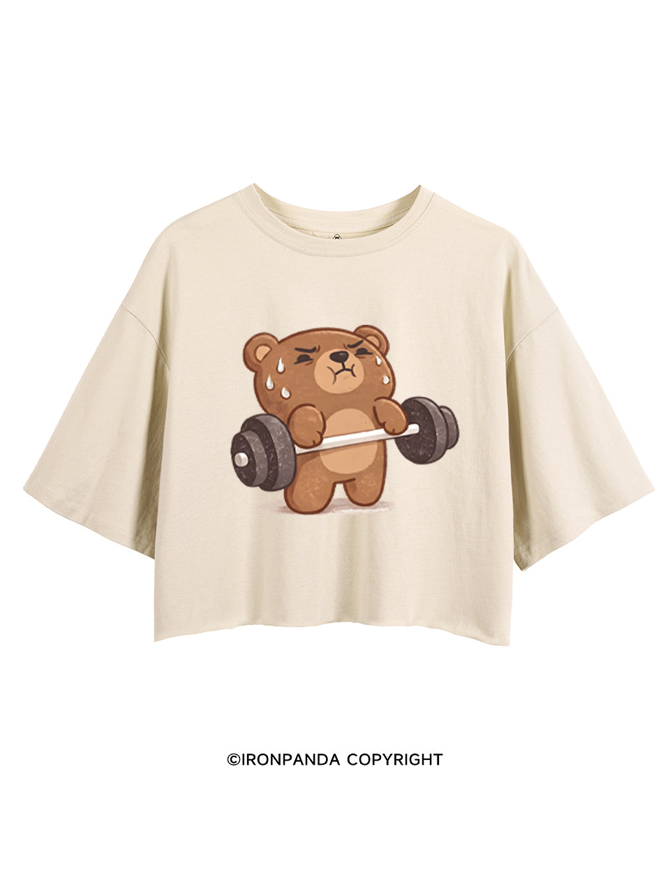 BEARY TIRED BUT BEARY STRONG CROP TOPS