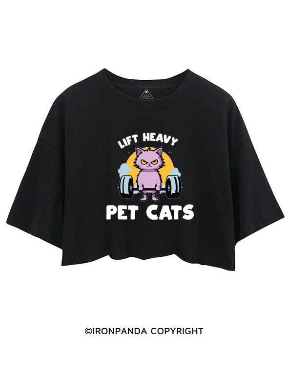 LIFT HEAVY PET CATS FUNNY CROP TOPS