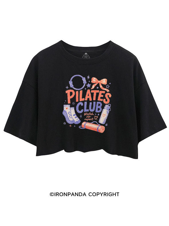 PILATES CLUB STRETCH SIP REPEAT CROP TOPS