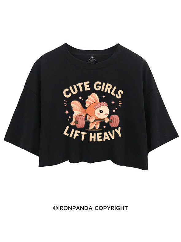 CUTE GIRLS LIFT HEAVY FISH CROP TOPS