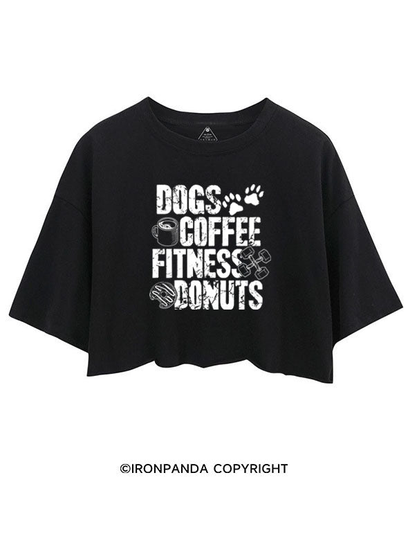 DOGS COFFEE FITNESS DONUTS CROP TOPS