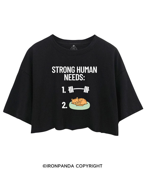STRONG HUMAN NEEDS GYM & CAT CROP TOPS