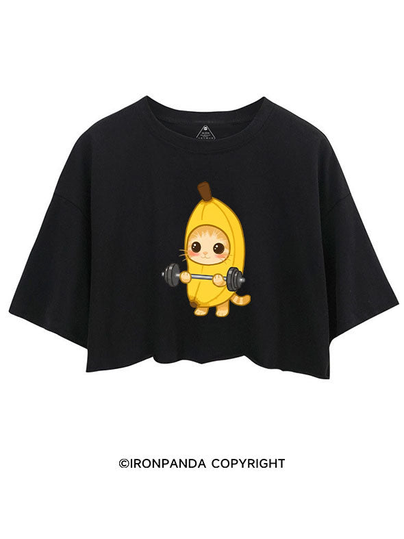 BANANA LIFTING KITTY CROP TOPS