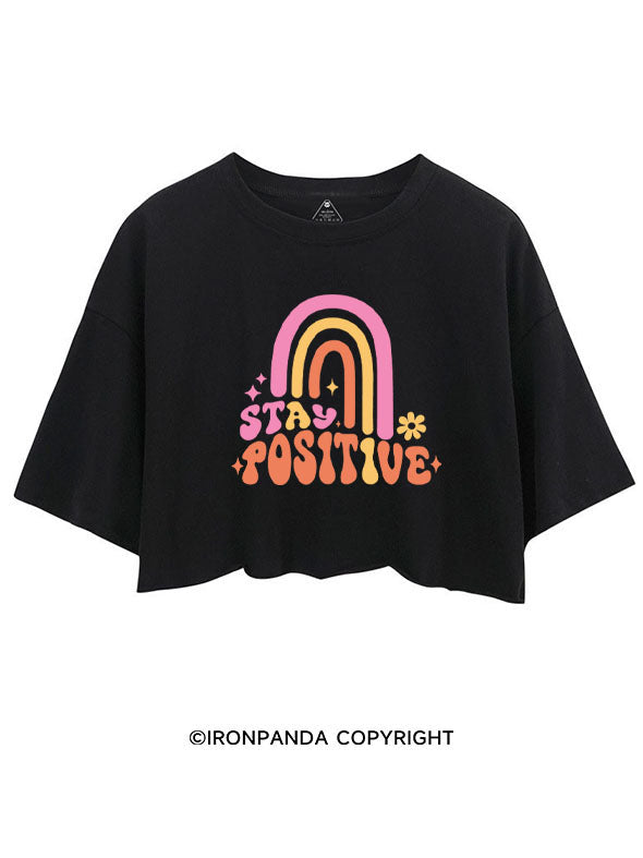 STAY POSITIVE FUNNY GYM CROP TOPS