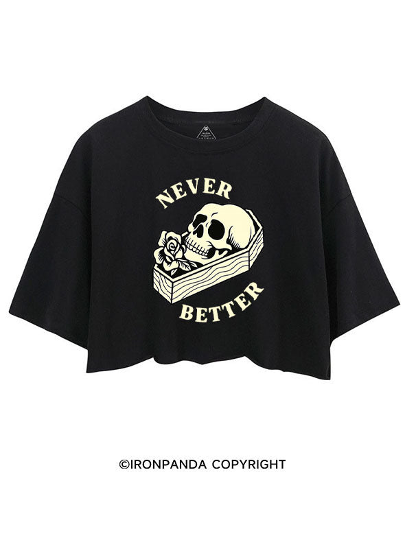 NEVER BETTER GYM SKELETON CROP TOPS