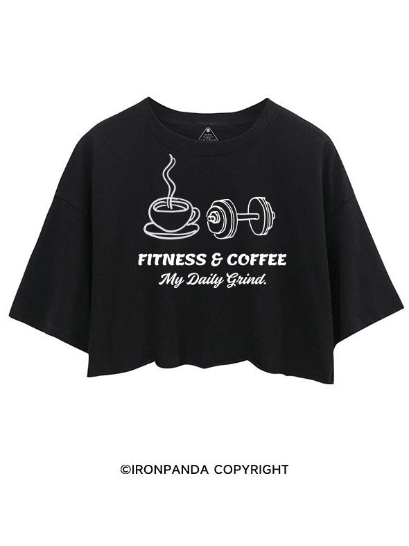 FITNESS & COFFEE MY DAILY GRIND CROP TOPS