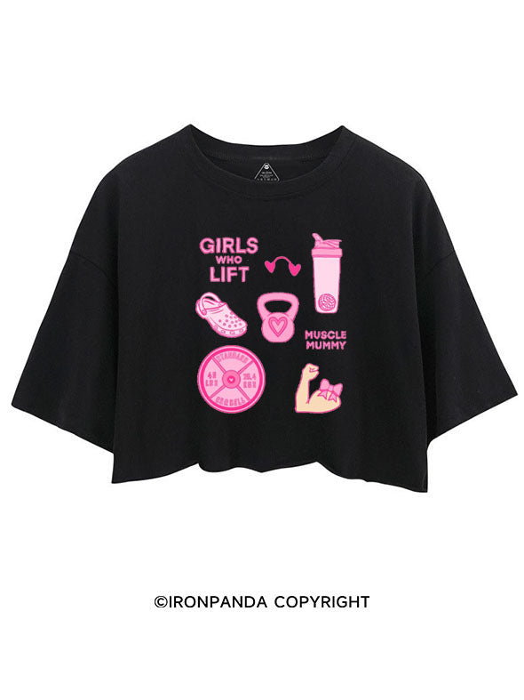 GIRLS WHO LIFT PINK GYM STYLE CROP TOPS