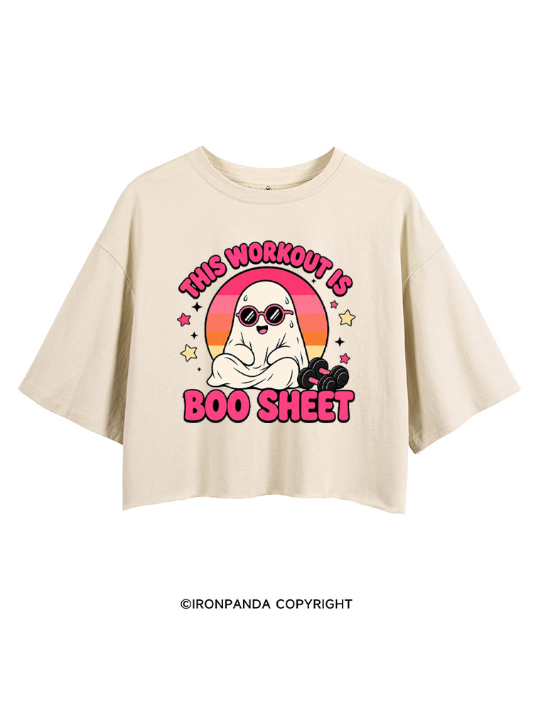 THIS WORKOUT IS BOO SHEET FUNNY GHOST CROP TOPS