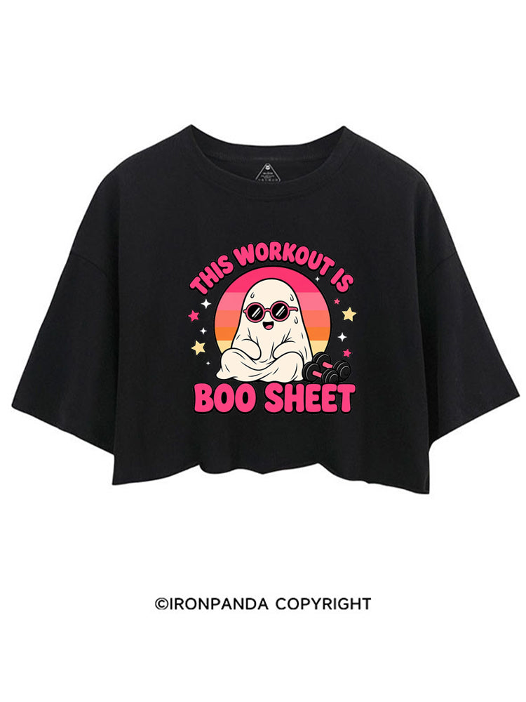 THIS WORKOUT IS BOO SHEET FUNNY GHOST CROP TOPS