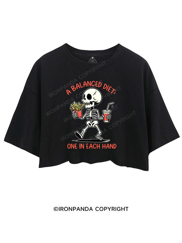 A BALANCED DIET ONE IN EACH HAND CROP TOPS