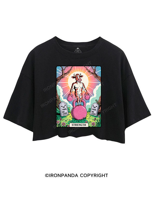 STRENGTH NO PAIN NO GAIN CROP TOPS