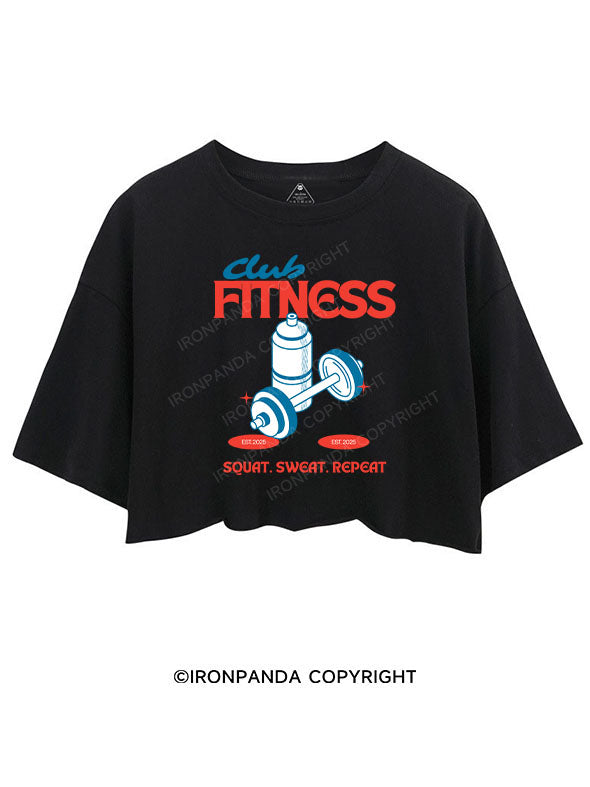 FITNESS CLUB SQUAT SWEAT REPEAT CROP TOPS
