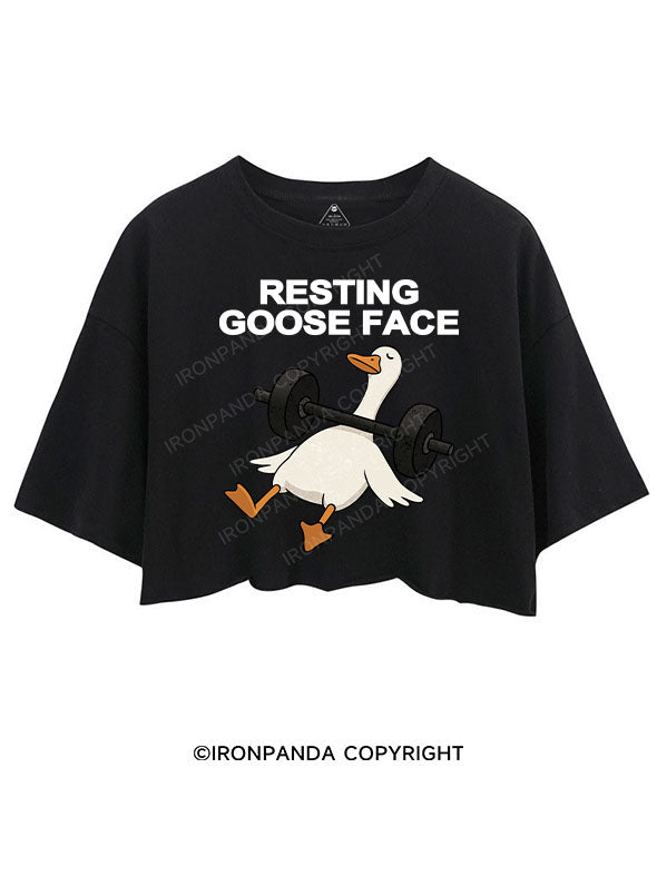 RESTING GOOSE FACE CROP TOPS