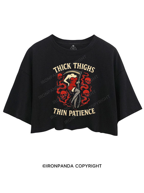 THICK THIGHS THIN PATIENCE CROP TOPS