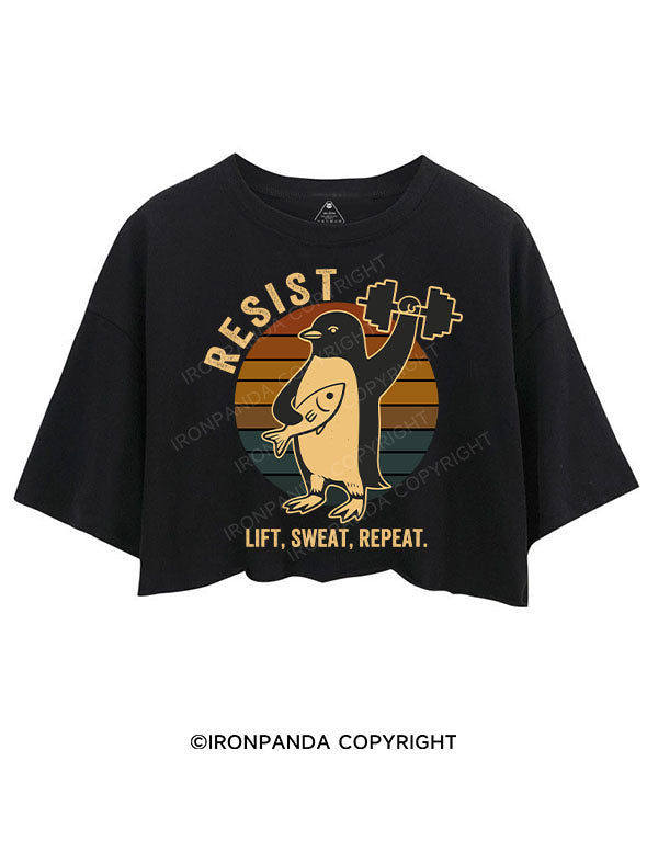 RESIST LIFT, SWEAT, REPEAT CROP TOPS
