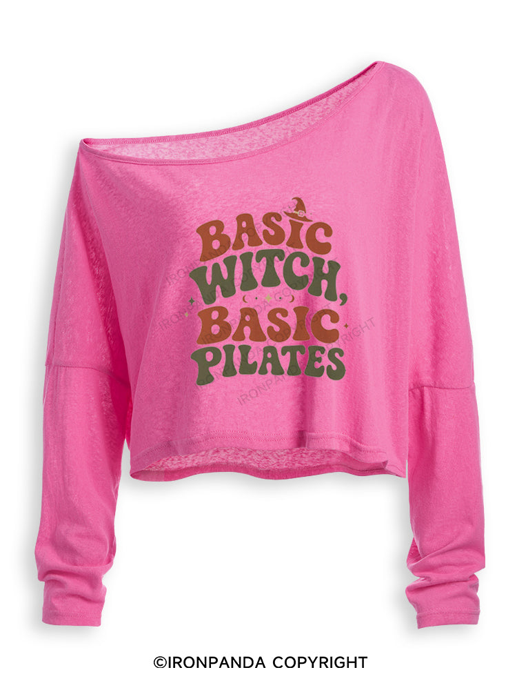 BASIC WITCH BASIC PILATES HALLOWEEN Off Shoulder Long Sleeve Crop Top