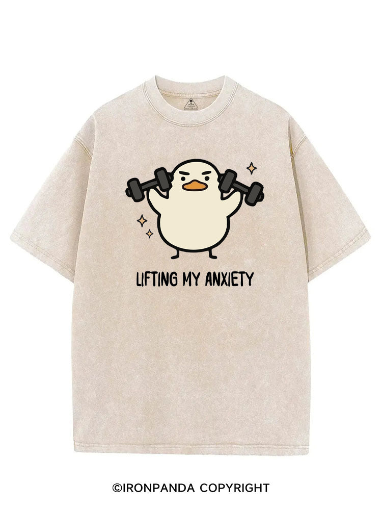 LIFTING MY ANXIETY WEIGHTLIFTING DUCK VINTAGE GYM SHIRT