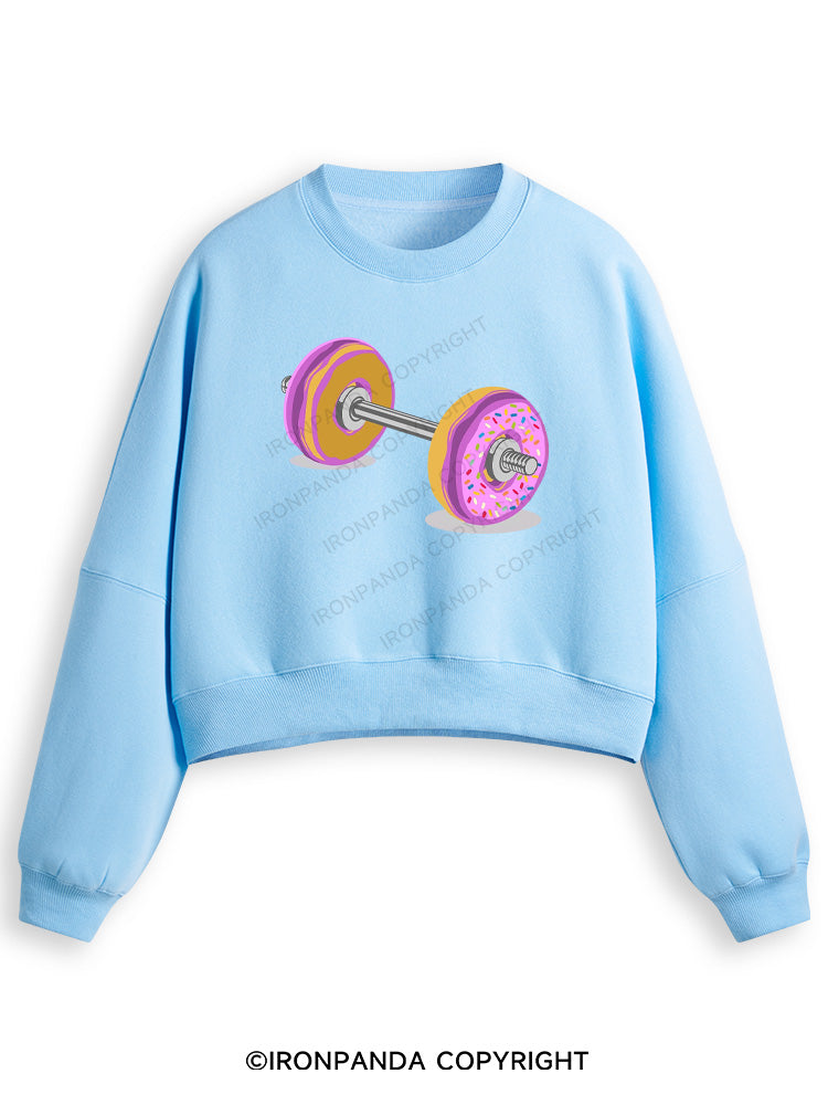 DONUT BARBELL Fleece Crop Sweatshirt