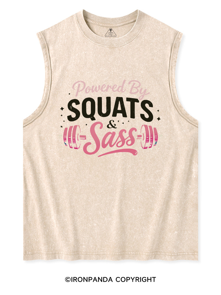 Powered By Squats and Sass Washed Tank