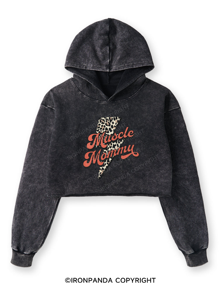 Retro Muscle Mommy Washed Crop Hoodie