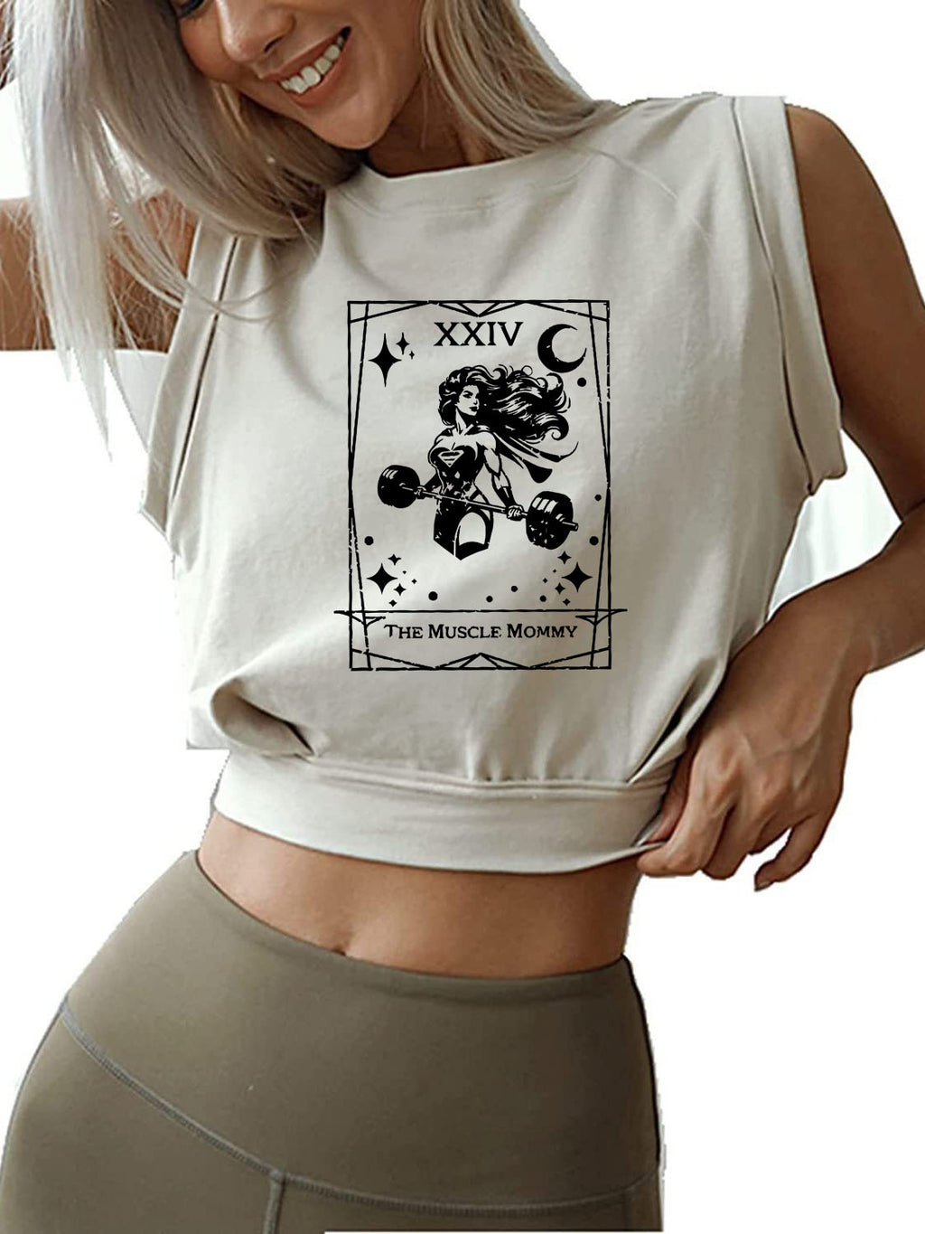 THE MUSCLE Mom  TAROT SLEEVELESS CROP TOPS