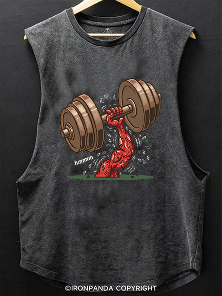 Hmmm Meme Weightlifting Dumbbell Scoop Bottom Cotton Tank