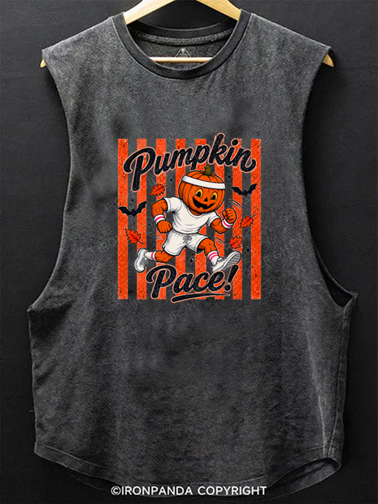 Halloween Pumpkin Running Scoop Bottom Cotton Tank