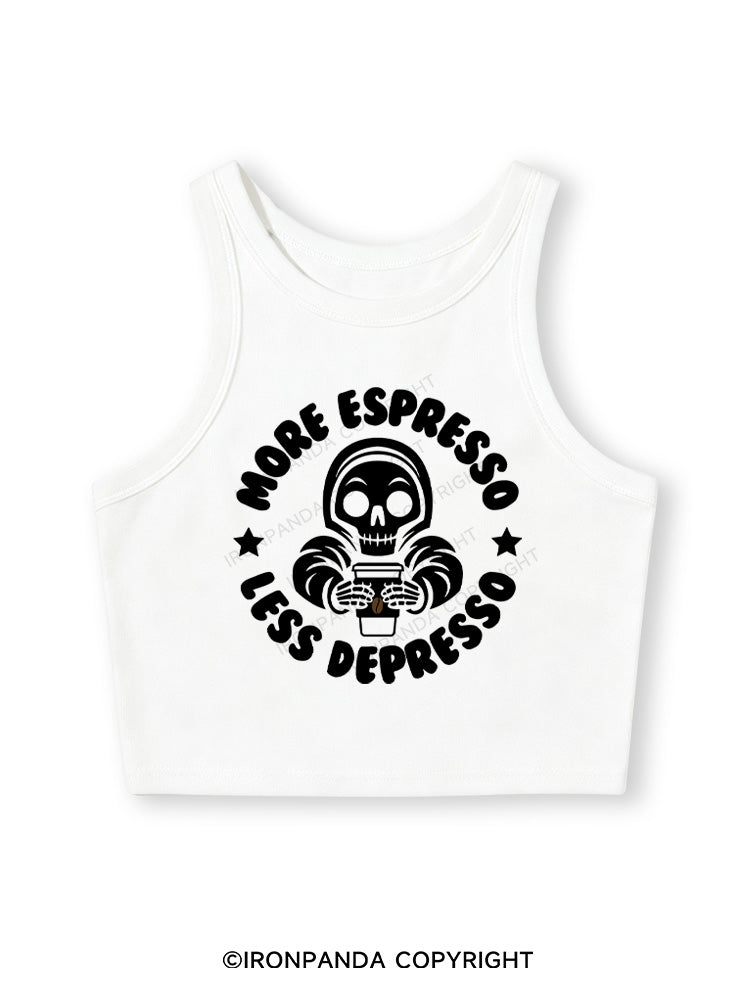 More Espresso Less Depresso Fitted Crop Tank Top