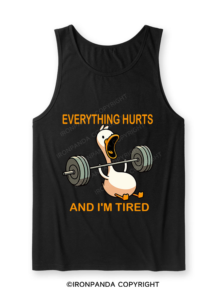 EVERYTHING HURTS AND I'M TIRED DUCK Ultra Soft Heather Tank