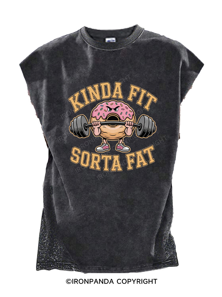 Kinda Fit Sorta Fat Donut Powerlifting Cut Off Tank