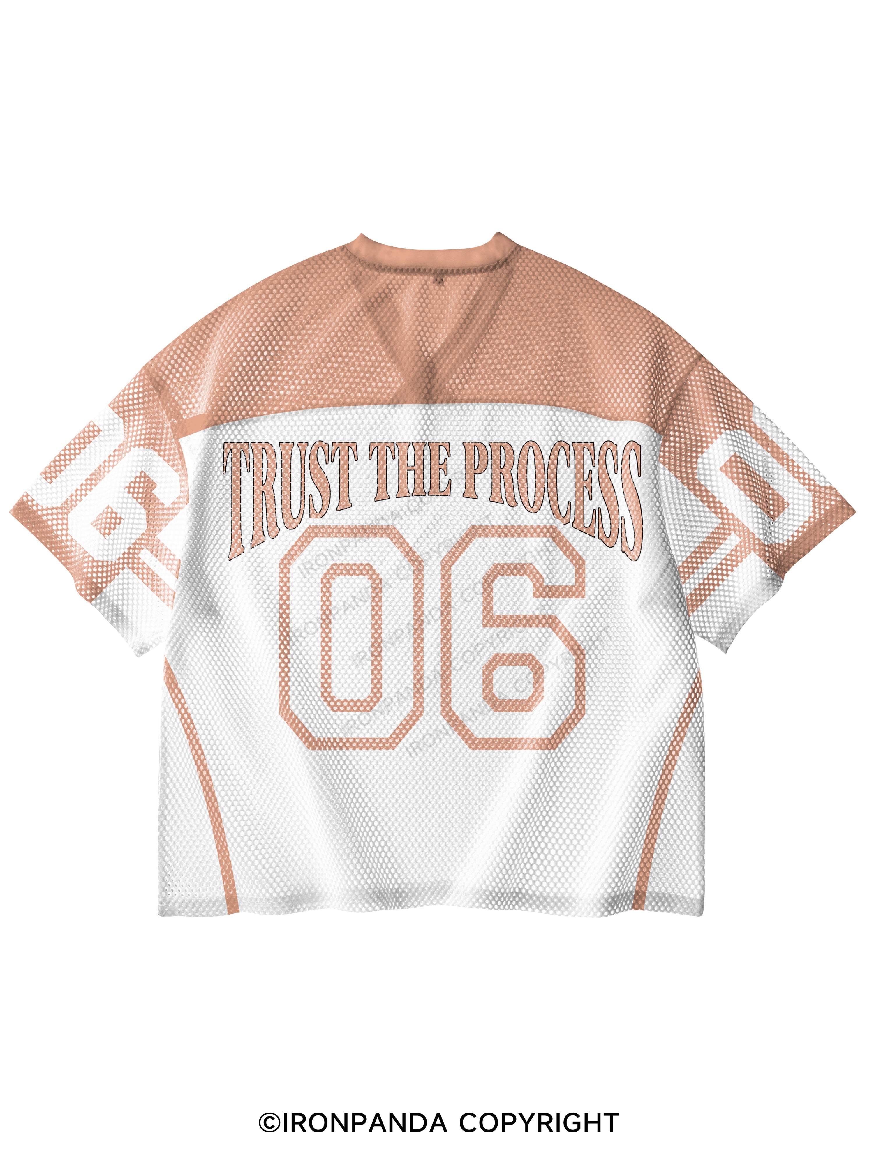 TRUST THE PROCESS V-Neck Open Hole Mesh Top