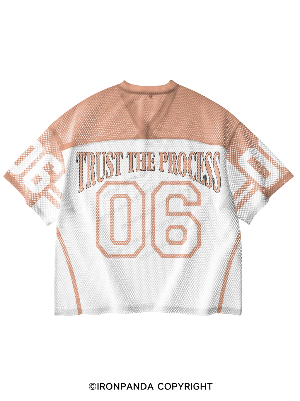 TRUST THE PROCESS V-Neck Open Hole Mesh Top