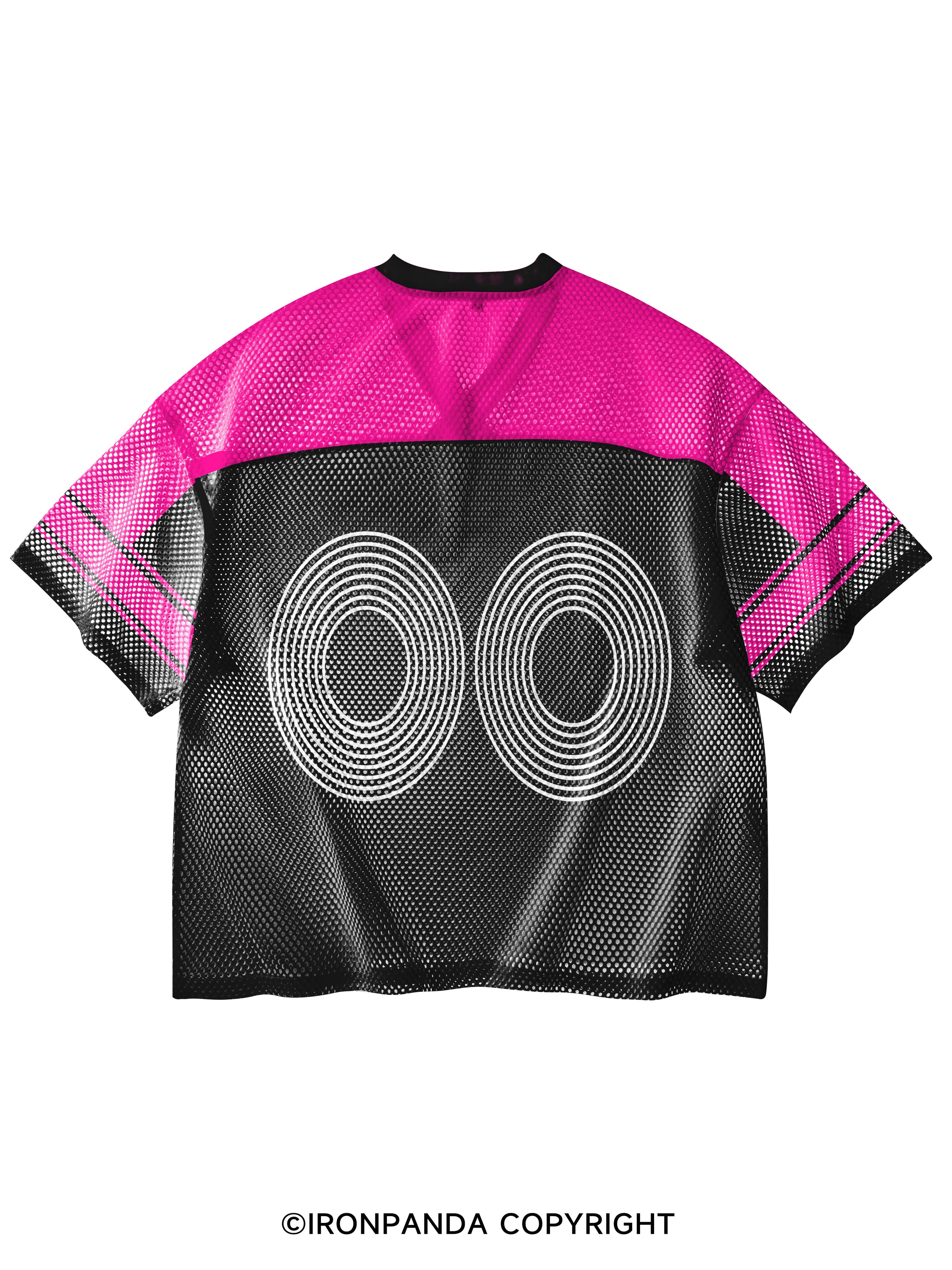 DON'T LOOK BACK V-Neck Open Hole Mesh Top