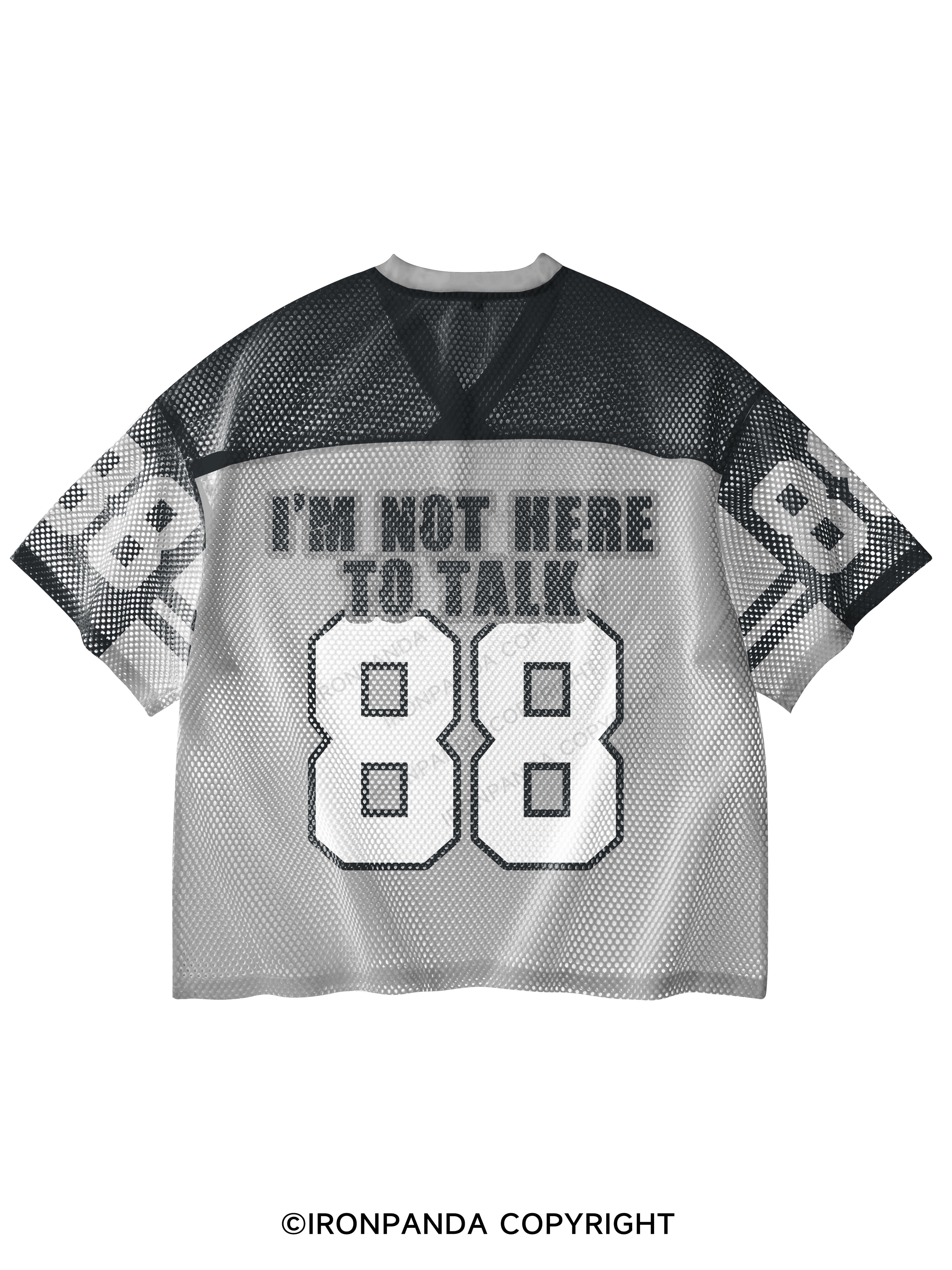 I'M NOT HERE  TO TALK V-Neck Open Hole Mesh Top