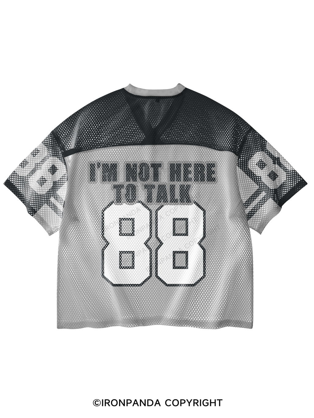 I'M NOT HERE  TO TALK V-Neck Open Hole Mesh Top