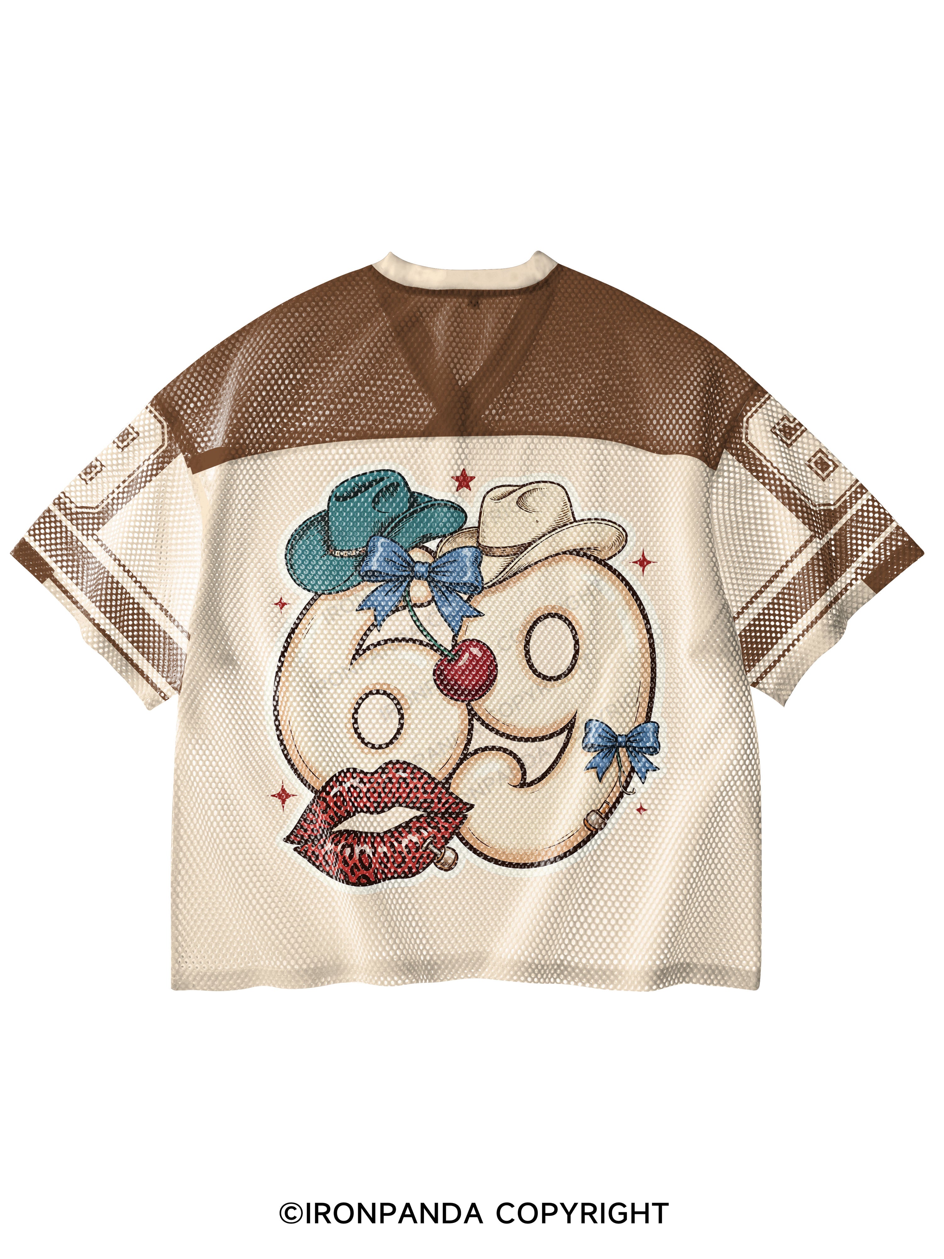 Sweat Hearts Western Gym V-Neck Open Hole Mesh Top