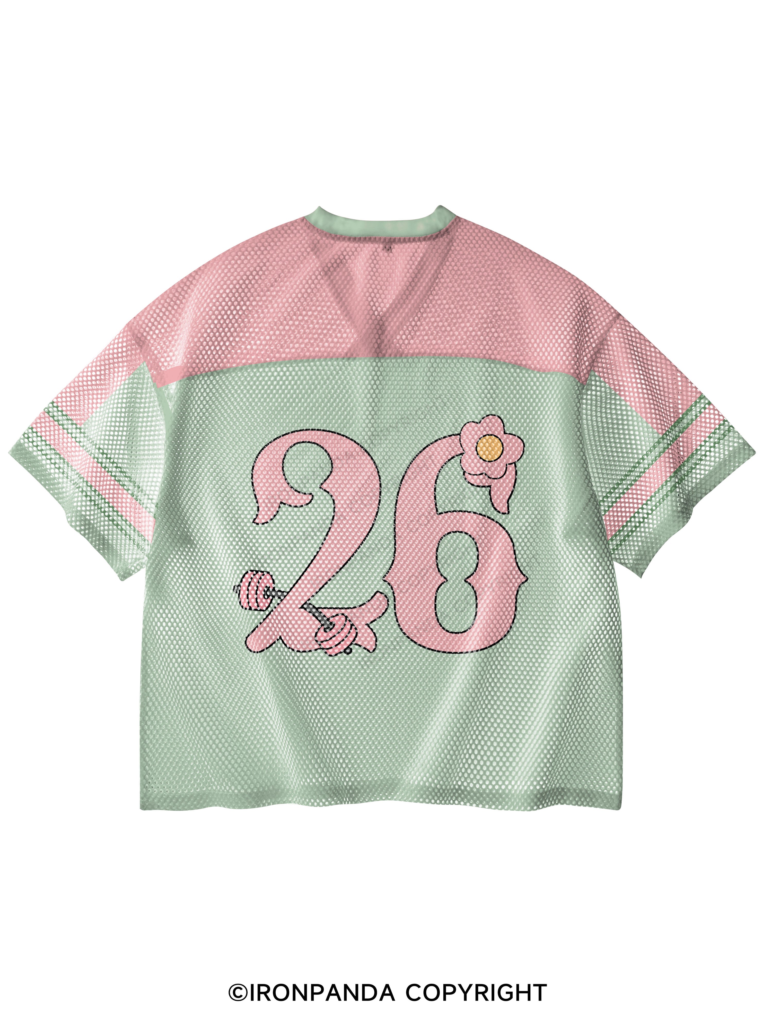 Iced Matcha Club V-Neck Open Hole Mesh Top