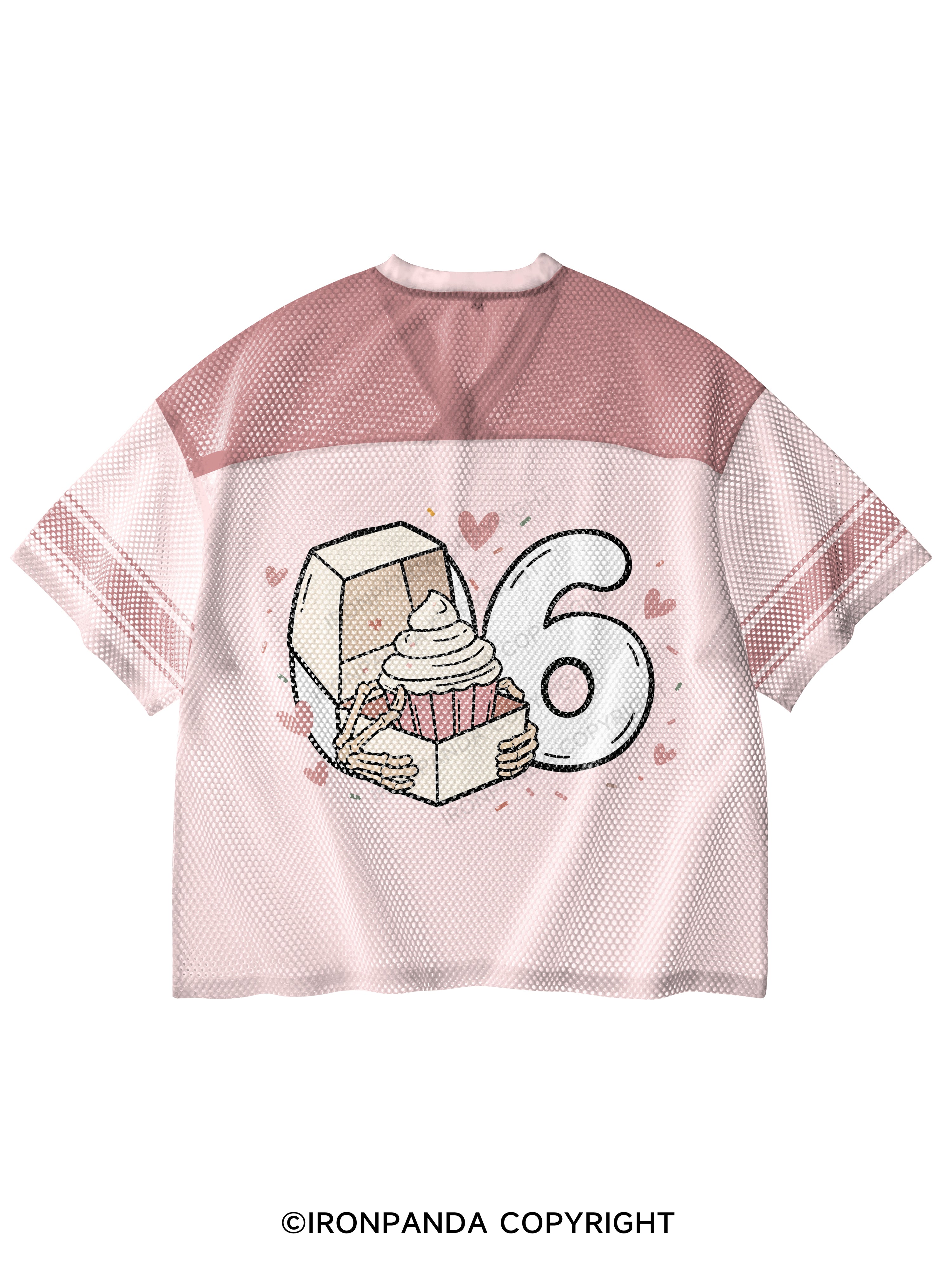 JUST HERE SO ICAN HAVE A CUPCAKE LATER V-Neck Open Hole Mesh Top