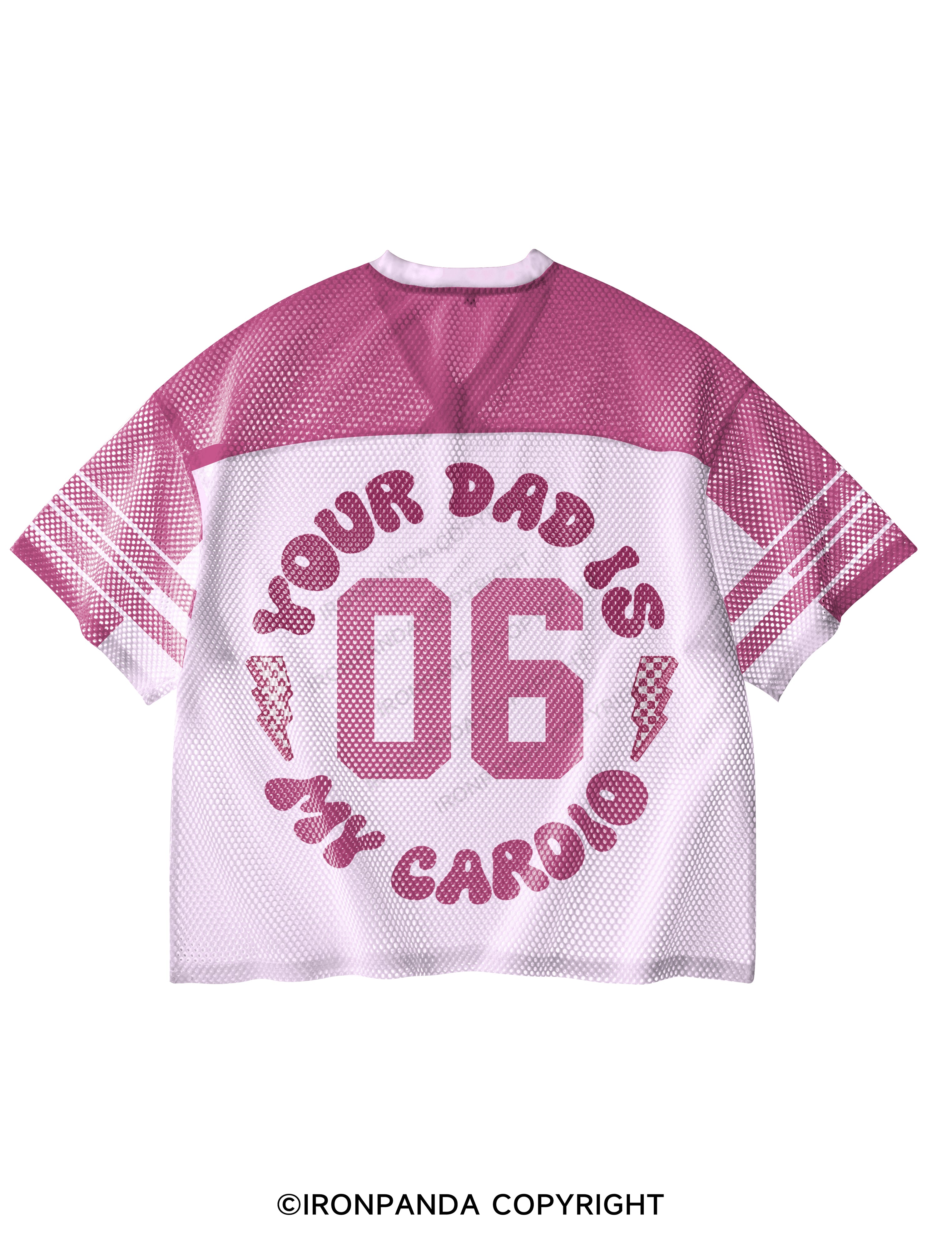 Your Dad Is My Cardio V-Neck Open Hole Mesh Top