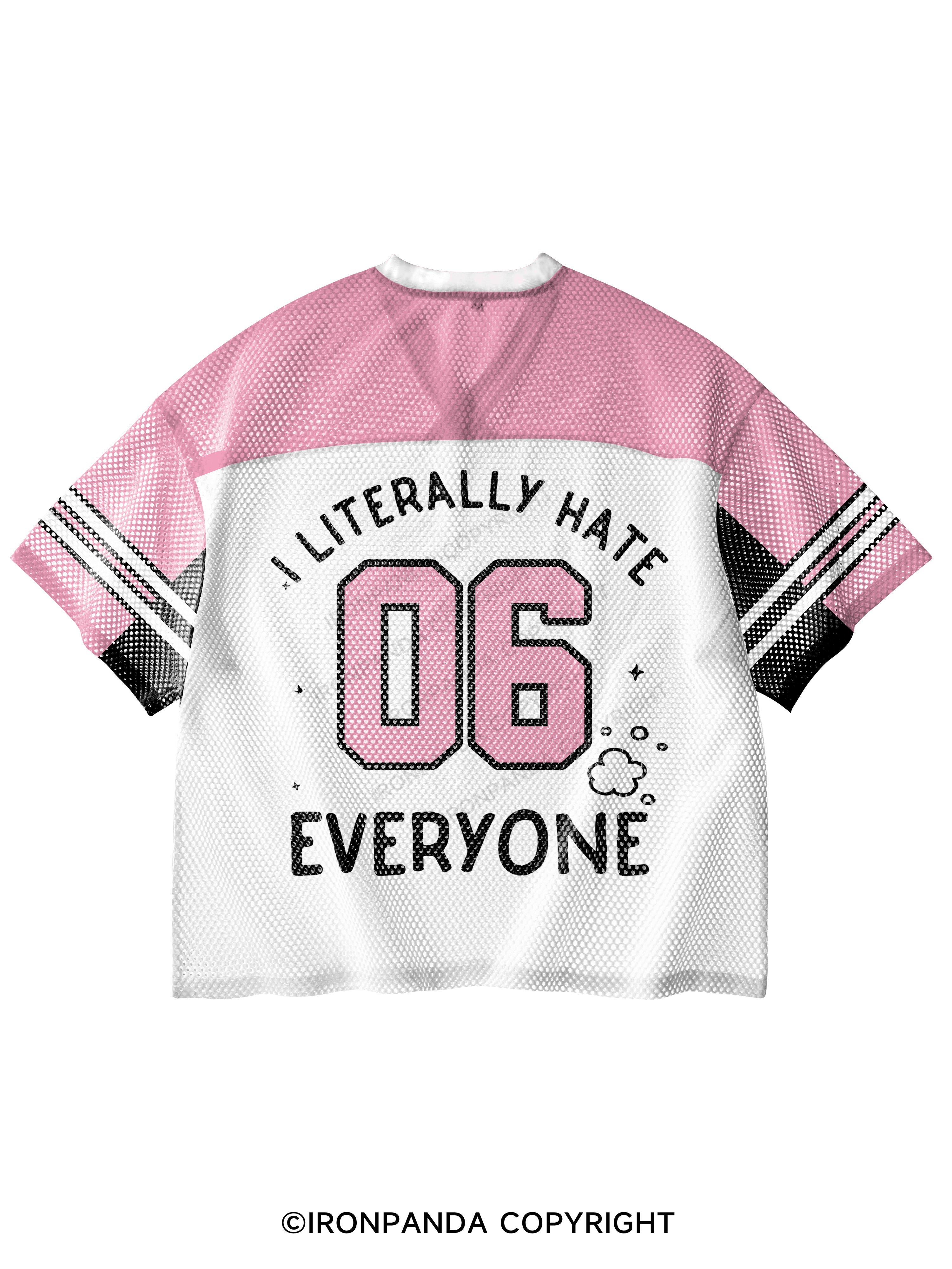 I LITERALLY HATE EVERYONE V-Neck Open Hole Mesh Top